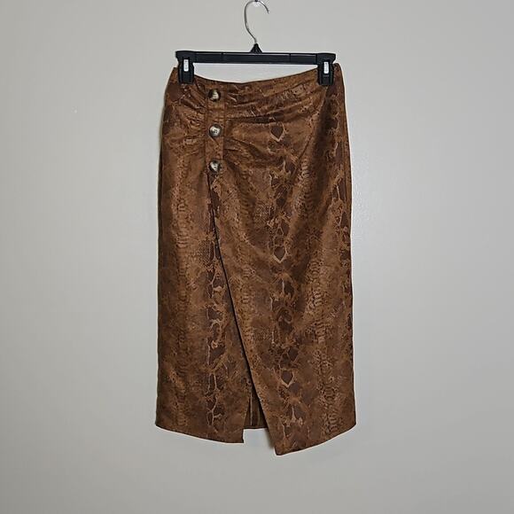 ZARA Faux Suede Snakeskin Print Skirt Sz XS - Picture 4 of 11